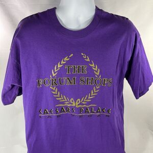 VTG Caesars Palace The Forum Shops Las Vegas Shirt Single Stitch Purple USA Made